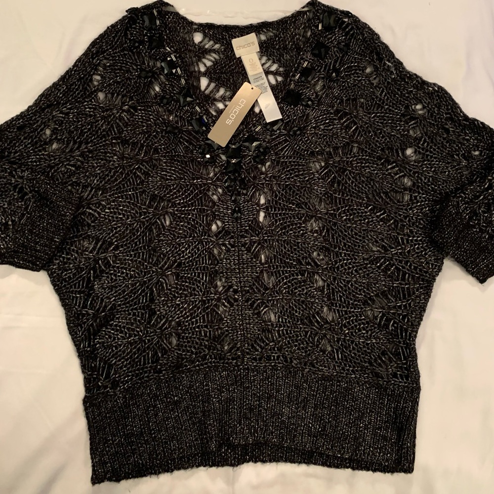 Chicos metallic thread sweater…..NWT!!